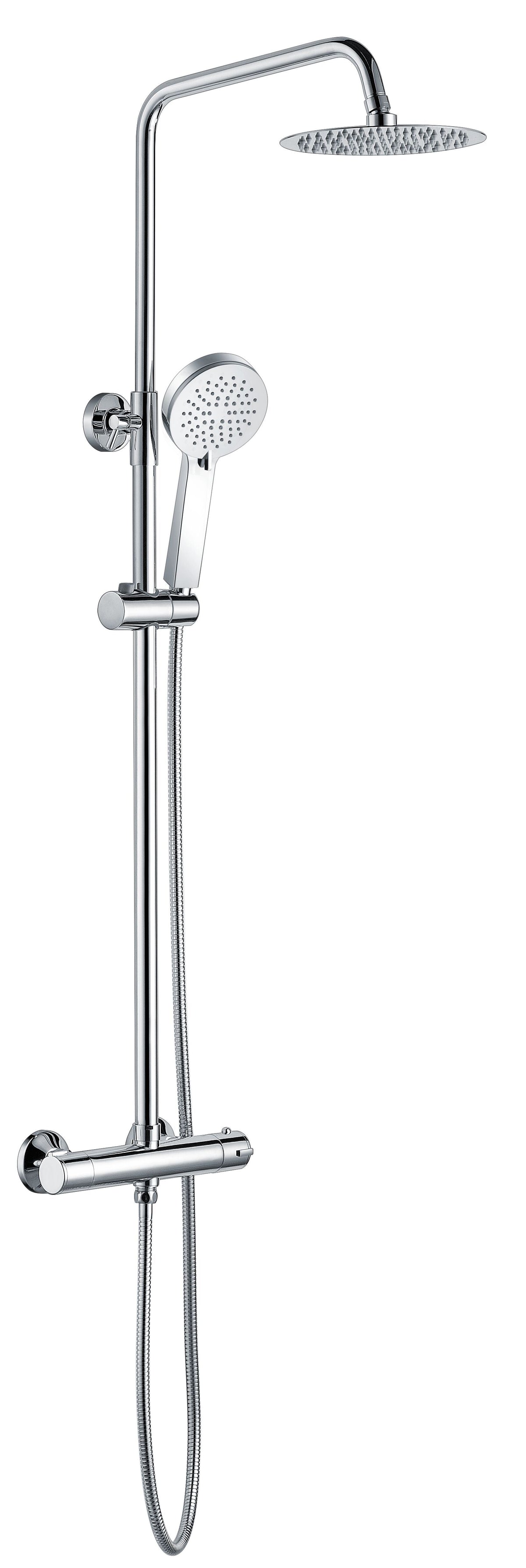 Round Thermostatic Bar Mixer w/Riser Kit - Chrome