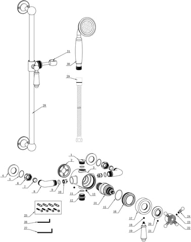 Berrys Concentric Single Outlet Shower Valve & Riser Kit Pack 1 - Chrome