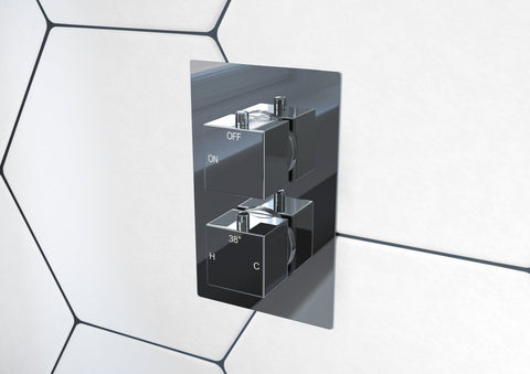 Colne Thermostatic Two Outlet Twin Shower Valve - Chrome
