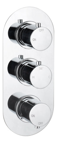 Aube Thermostatic Two Outlet Triple Shower Valve - Chrome