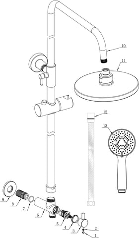 Aube Round Shower Kit w/Overhead & Handset