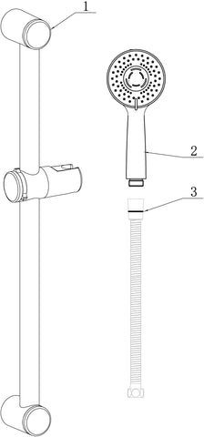 Aube Round Slider Rail Kit & 3 Mode Handset