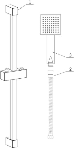 Square Slider Rail Kit & Single Mode Handset - Matt Black