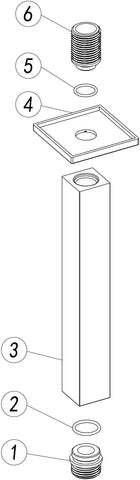 Colne 180mm Square Ceiling Arm - Chrome