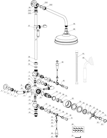Berrys Thermostatic Shower Kit - Chrome