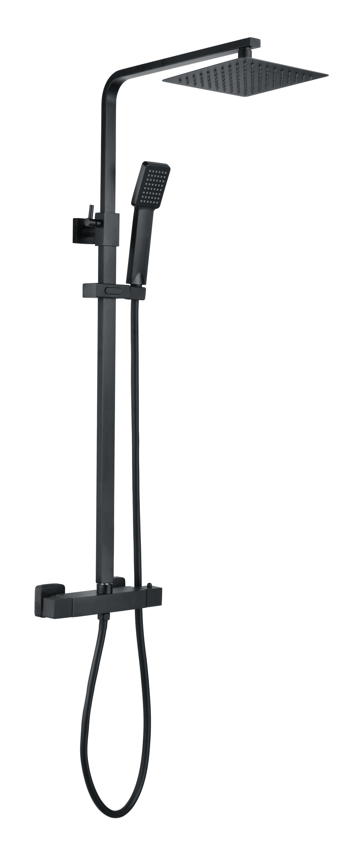 Square Thermostatic Bar Mixer w/Riser Kit - Matt Black