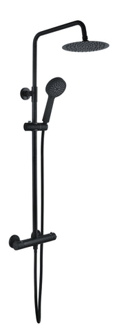 Aube Round Thermostatic Bar Mixer w/Riser Kit - Matt Black