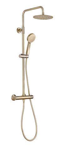 Round Thermostatic Bar Mixer w/Riser Kit - Brushed Brass