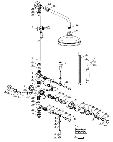 Berrys Thermostatic Shower Kit - Brushed Brass