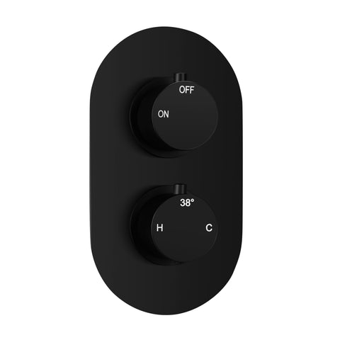 Aube Thermostatic Single Outlet Twin Shower Valve - Matt Black