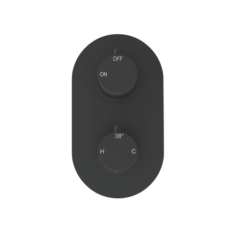 Aube Thermostatic Two Outlet Twin Shower Valve - Matt Black