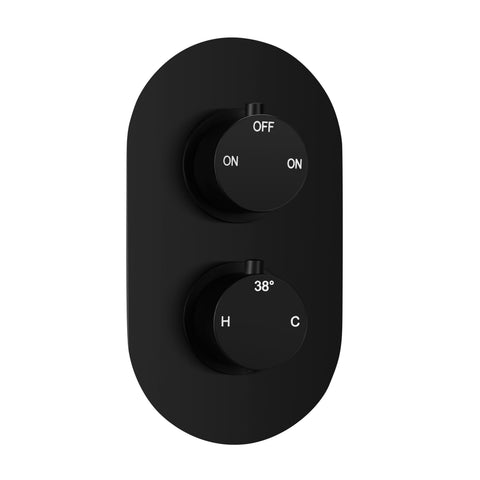 Aube Thermostatic Two Outlet Twin Shower Valve - Matt Black
