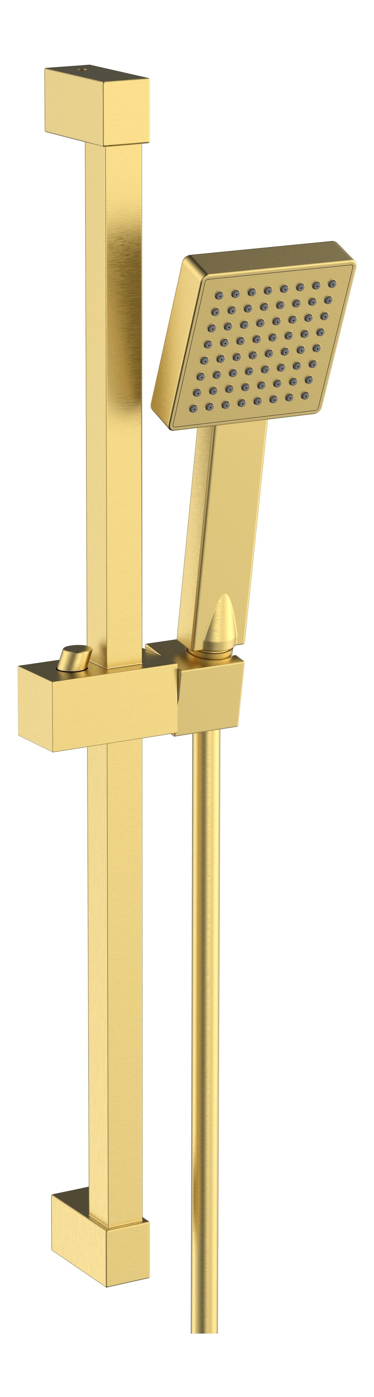 Square Slider Rail Kit & Single Mode Handset - Brushed Brass