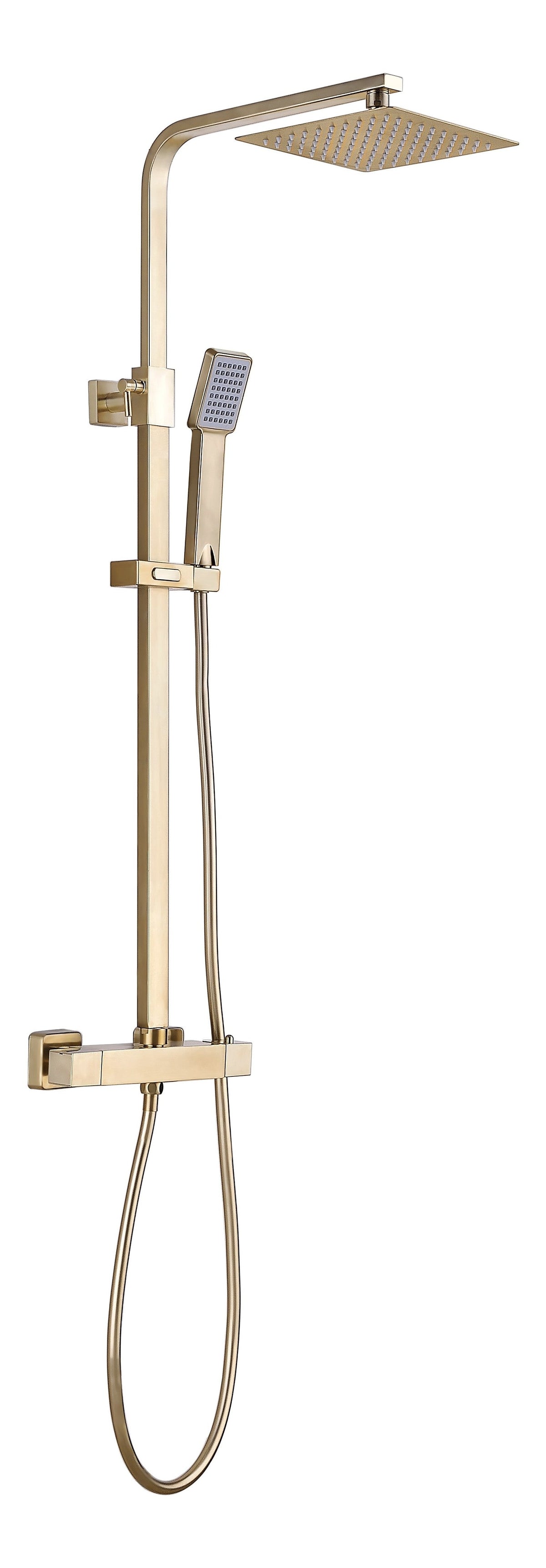 Colne Square Thermostatic Bar Mixer w/Riser Kit - Brushed Brass