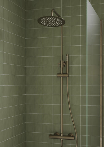 Aube Round Thermostatic Bar Mixer w/Riser Kit - Brushed Bronze