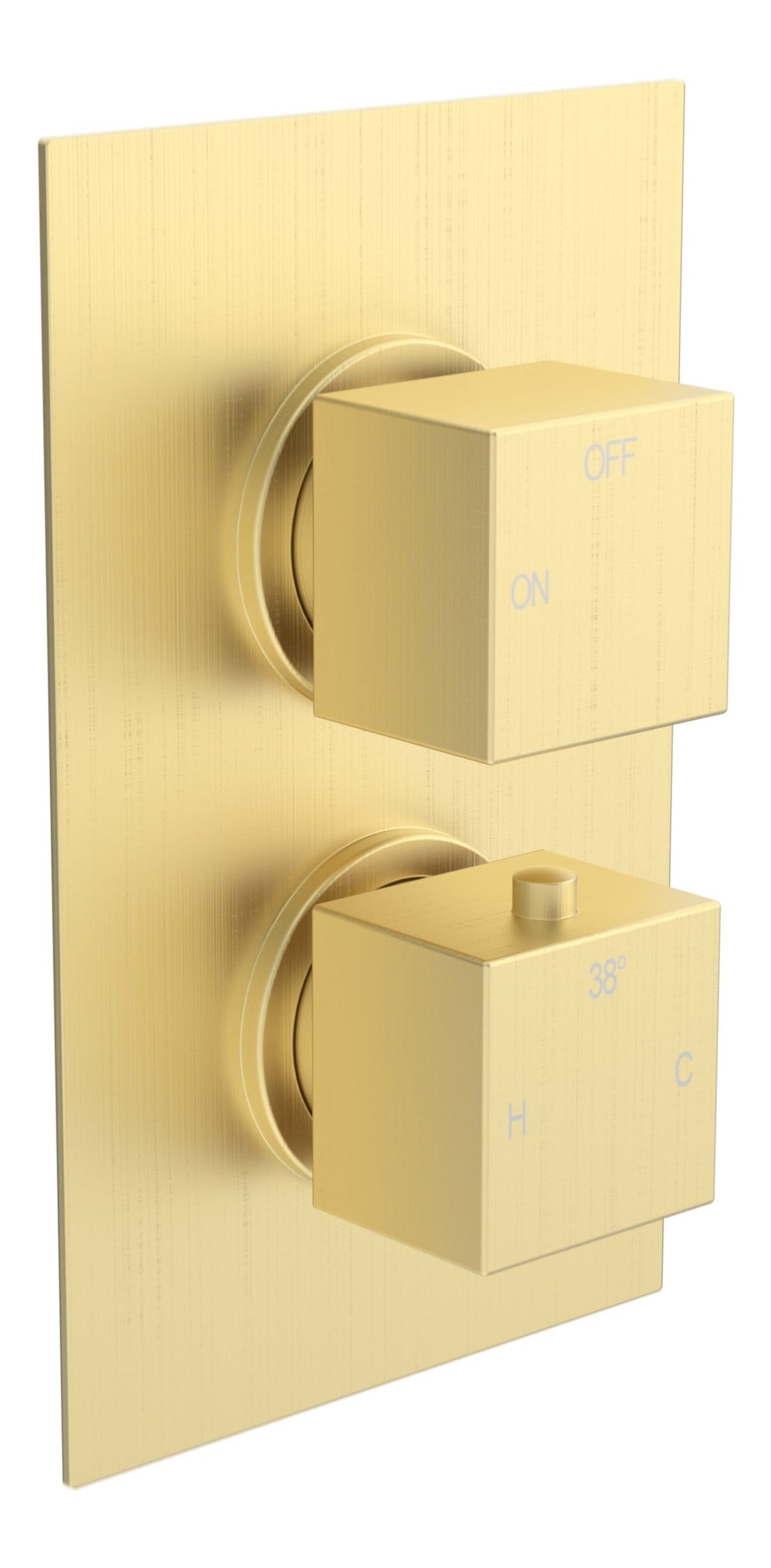 Colne Thermostatic Single Outlet Twin Shower Valve - Brushed Brass