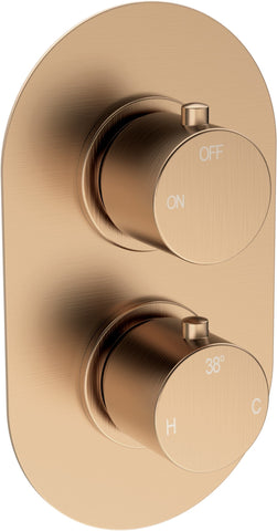 Aube Thermostatic Single Outlet Twin Shower Valve - Brushed Bronze