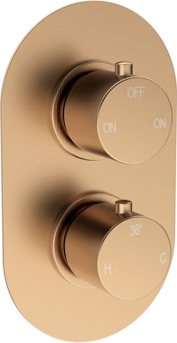 Aube Thermostatic Two Outlet Twin Shower Valve - Brushed Bronze
