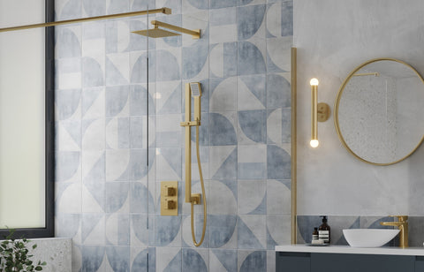 Colne Square Riser Rail Kit w/Elbow & Handset - Brushed Brass