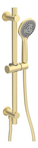 Aube Round Riser Rail Kit w/Elbow & 3 Mode Handset - Brushed Brass