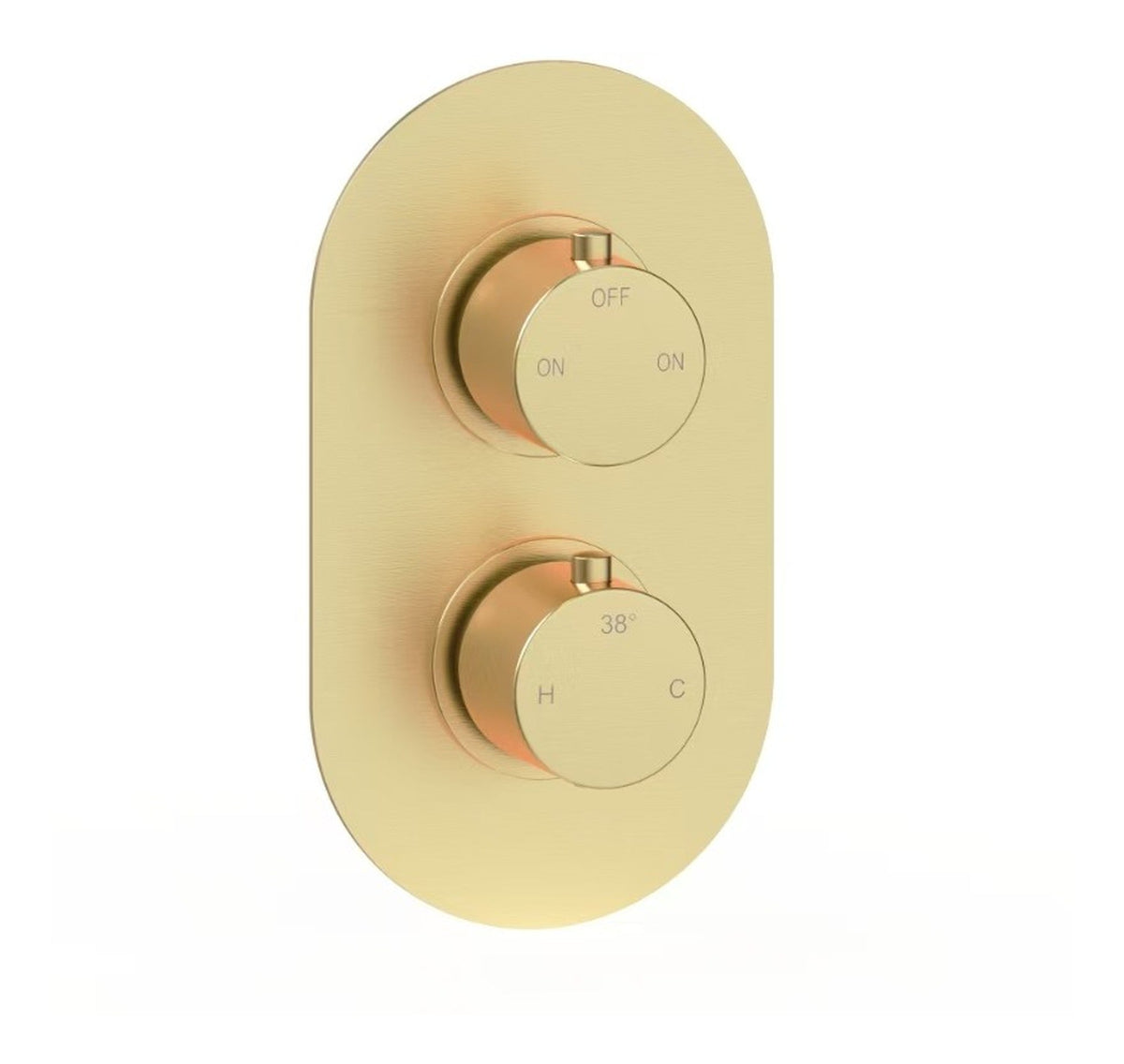 Aube Thermostatic Two Outlet Twin Shower Valve - Brushed Brass