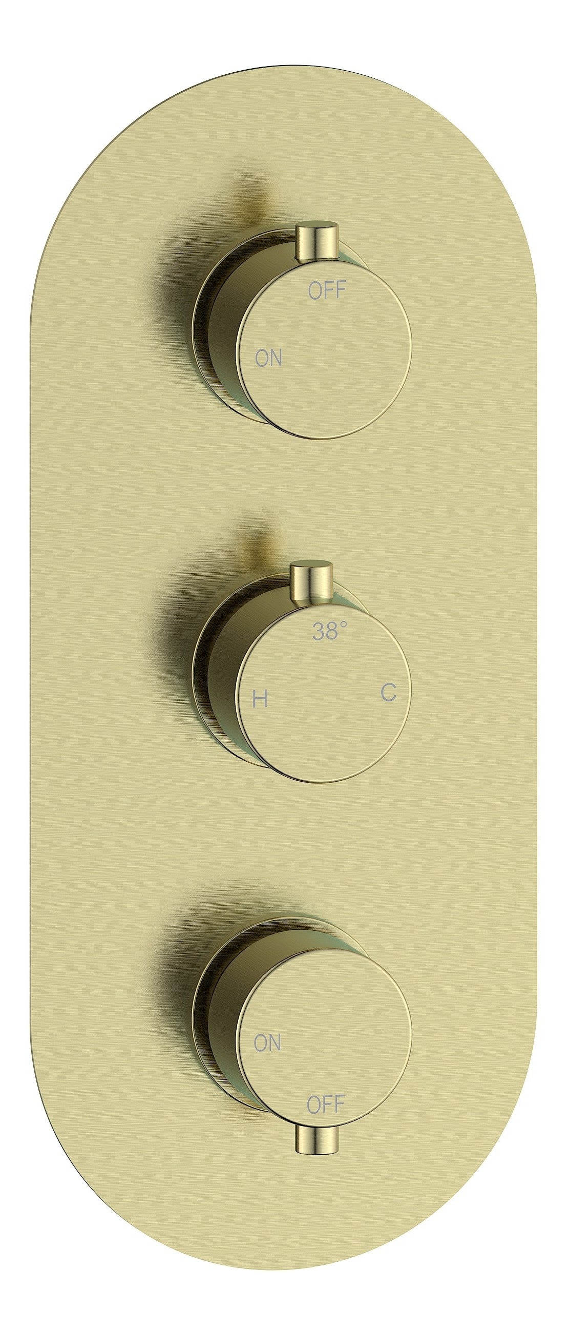 Aube Thermostatic Two Outlet Triple Shower Valve - Brushed Brass