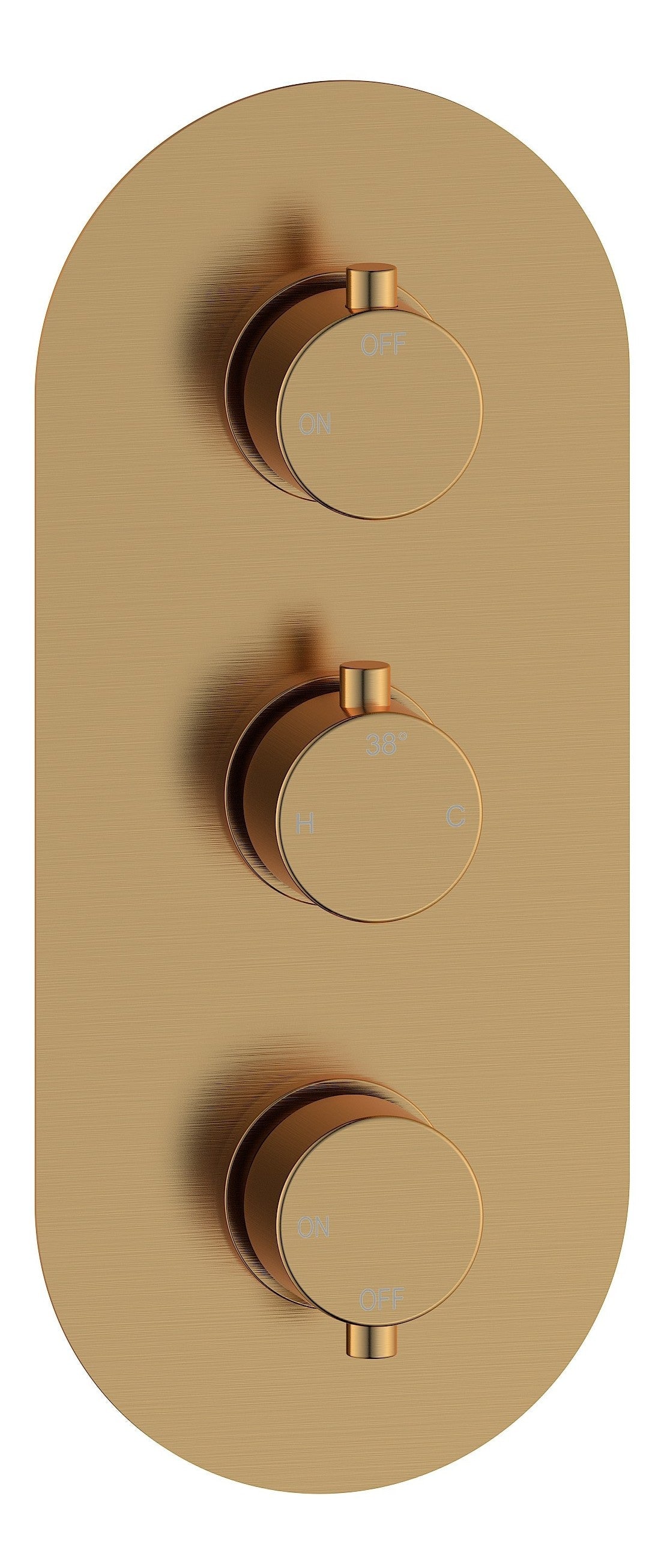 Aube Thermostatic Two Outlet Triple Shower Valve - Brushed Bronze