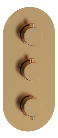 Aube Thermostatic Two Outlet Triple Shower Valve - Brushed Bronze