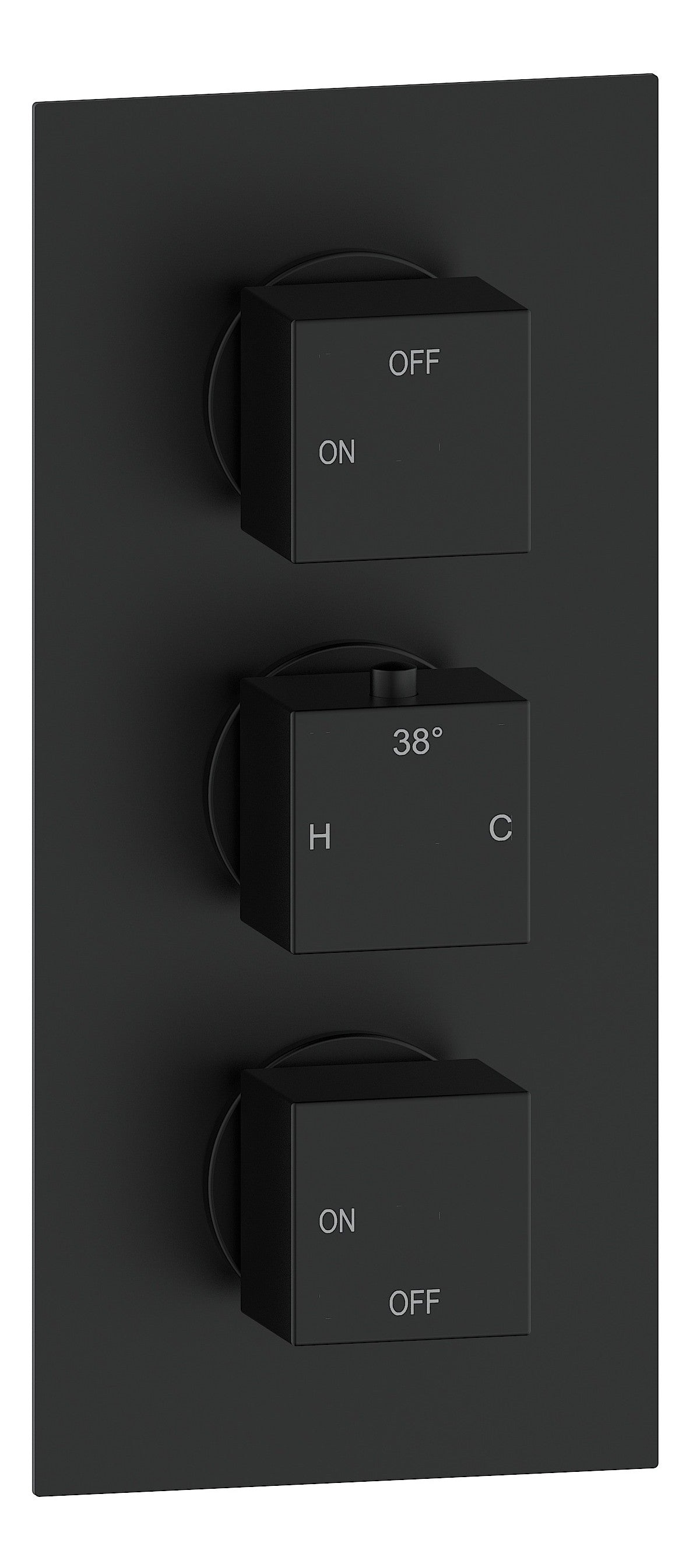 Colne Thermostatic Two Outlet Triple Shower Valve - Matt Black