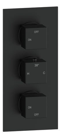 Colne Thermostatic Two Outlet Triple Shower Valve - Matt Black