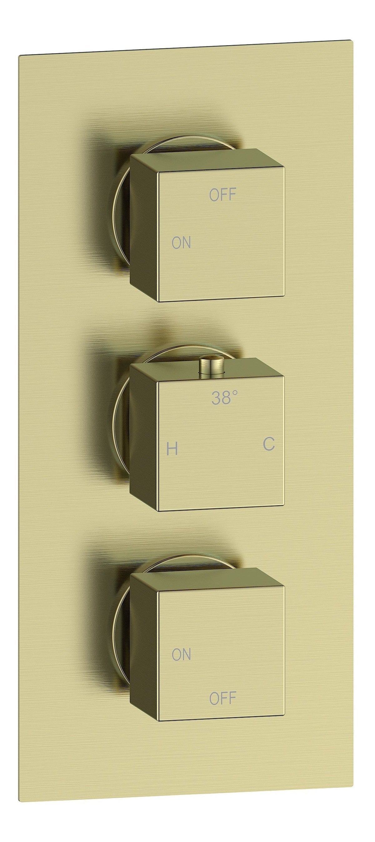 Colne Thermostatic Two Outlet Triple Shower Valve - Brushed Brass