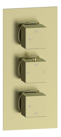 Colne Thermostatic Two Outlet Triple Shower Valve - Brushed Brass