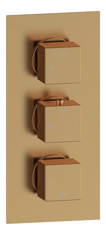Colne Thermostatic Two Outlet Triple Shower Valve - Brushed Bronze