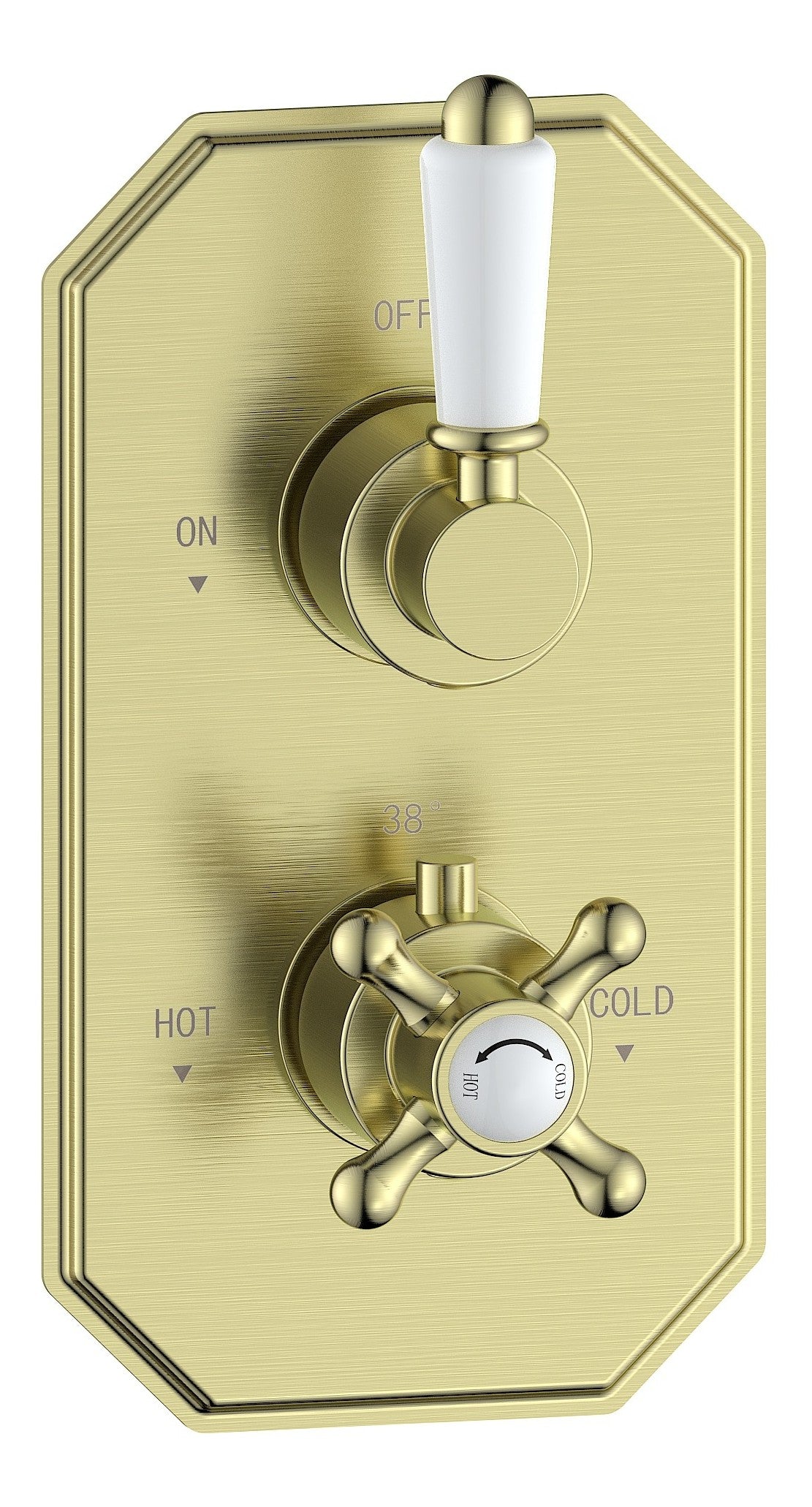 Berrys Traditional Lever Thermostatic Single Outlet Shower Valve - Brushed Brass