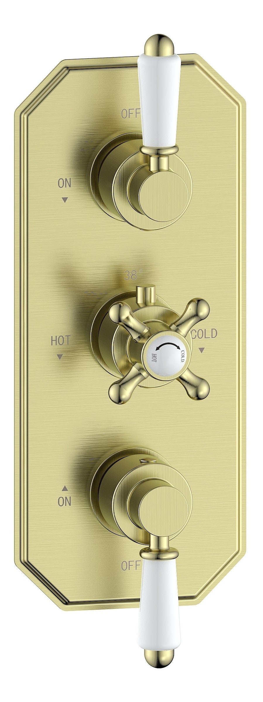 Berrys Traditional Lever Thermostatic Two Outlet Shower Valve - Brushed Brass