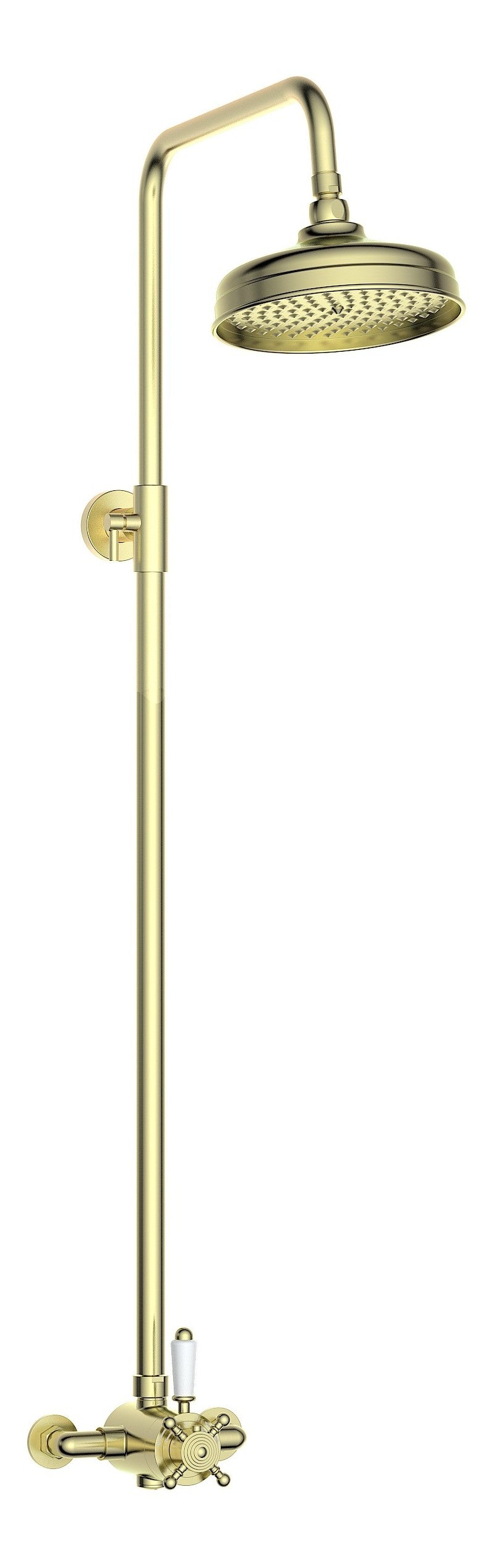 Berrys Concentric Single Outlet Shower Valve & Overhead Kit Pack 2 - Brushed Brass