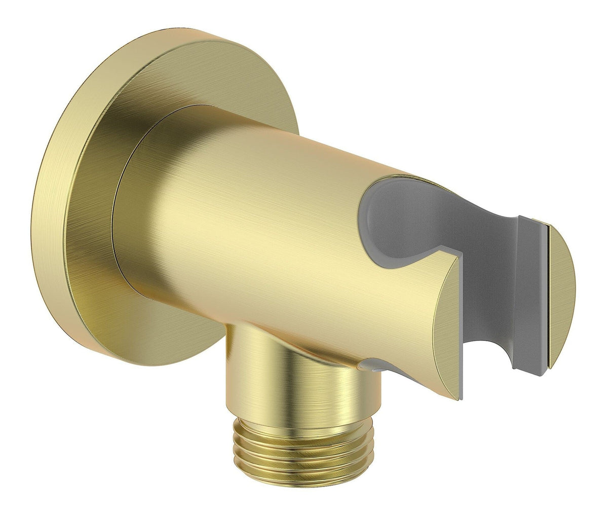 Aube Round Handset Wall Bracket with Wall Outlet - Brushed Brass