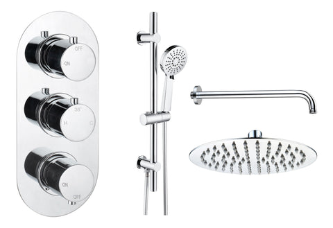 Aube Round Shower Valve & Kit Pack 3 - Chrome