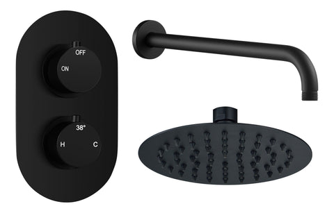 Aube Round Shower Valve & Kit Pack 1 - Matt Black