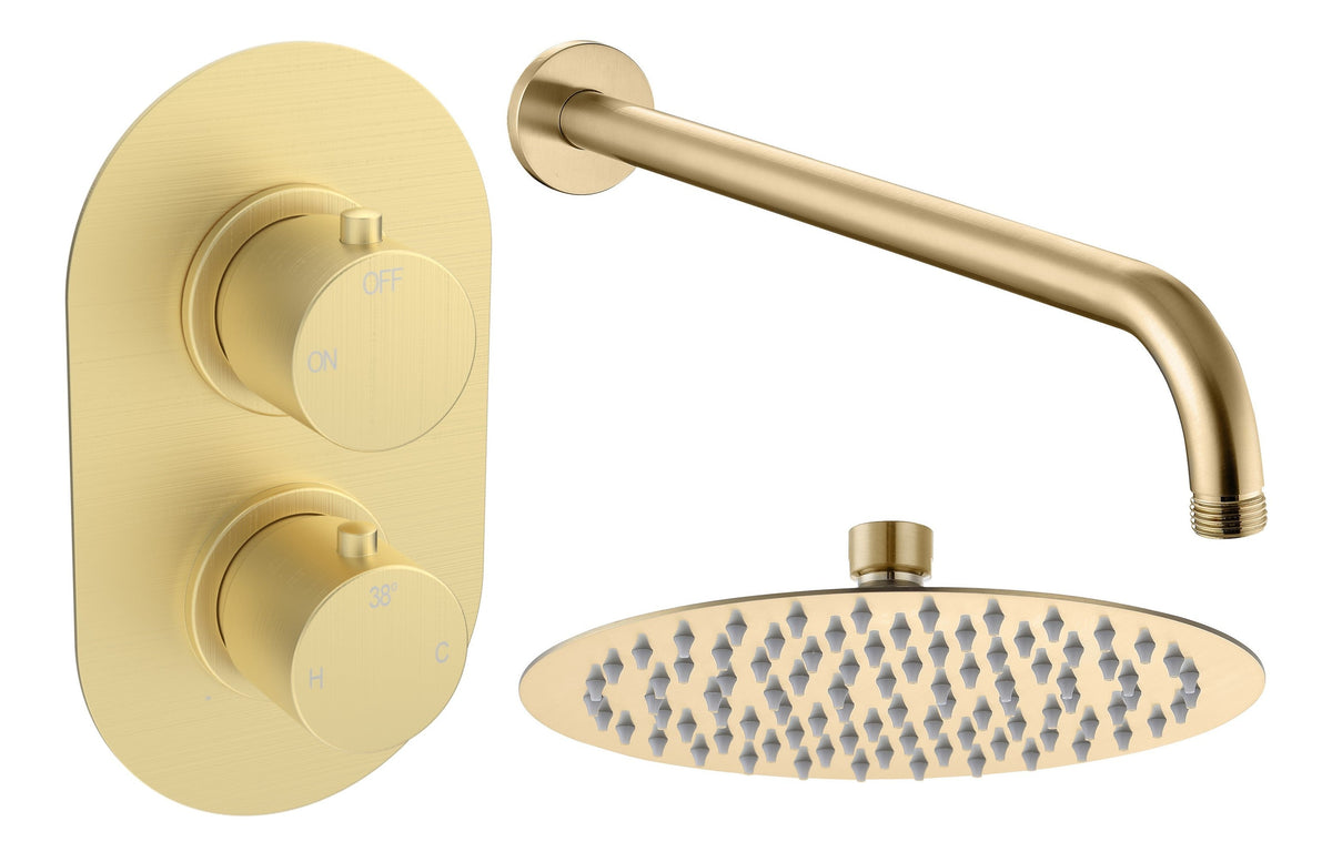 Aube Round Shower Valve & Kit Pack 1 - Brushed Brass