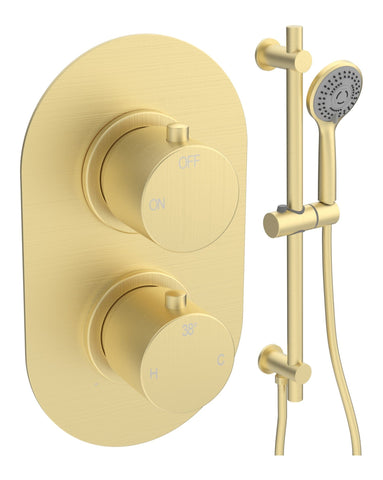 Aube Round Shower Valve & Kit Pack 2 - Brushed Brass