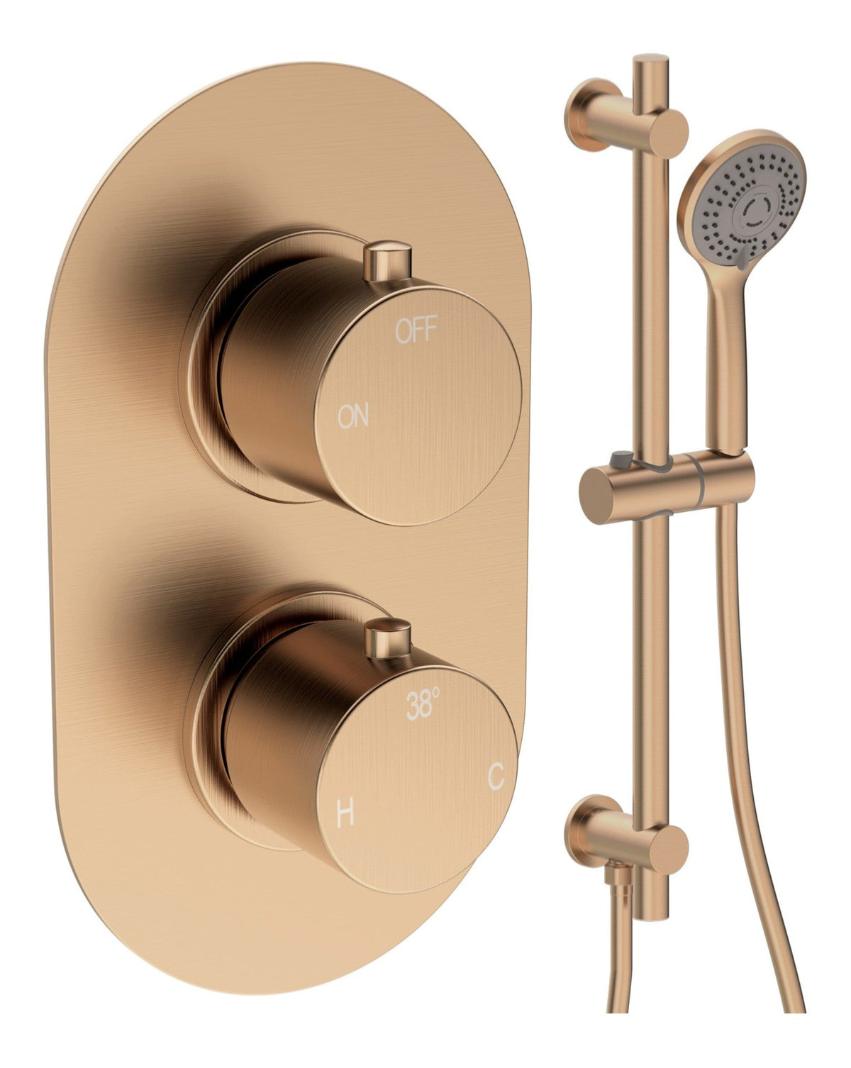 Aube Round Shower Valve & Kit Pack 2 - Brushed Bronze
