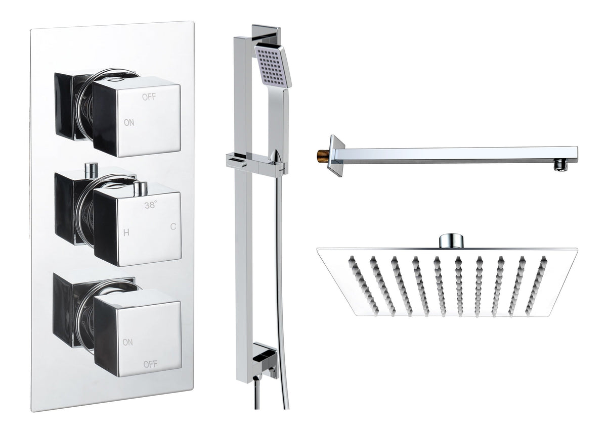 Colne Square Shower Valve & Kit Pack 3 - Chrome
