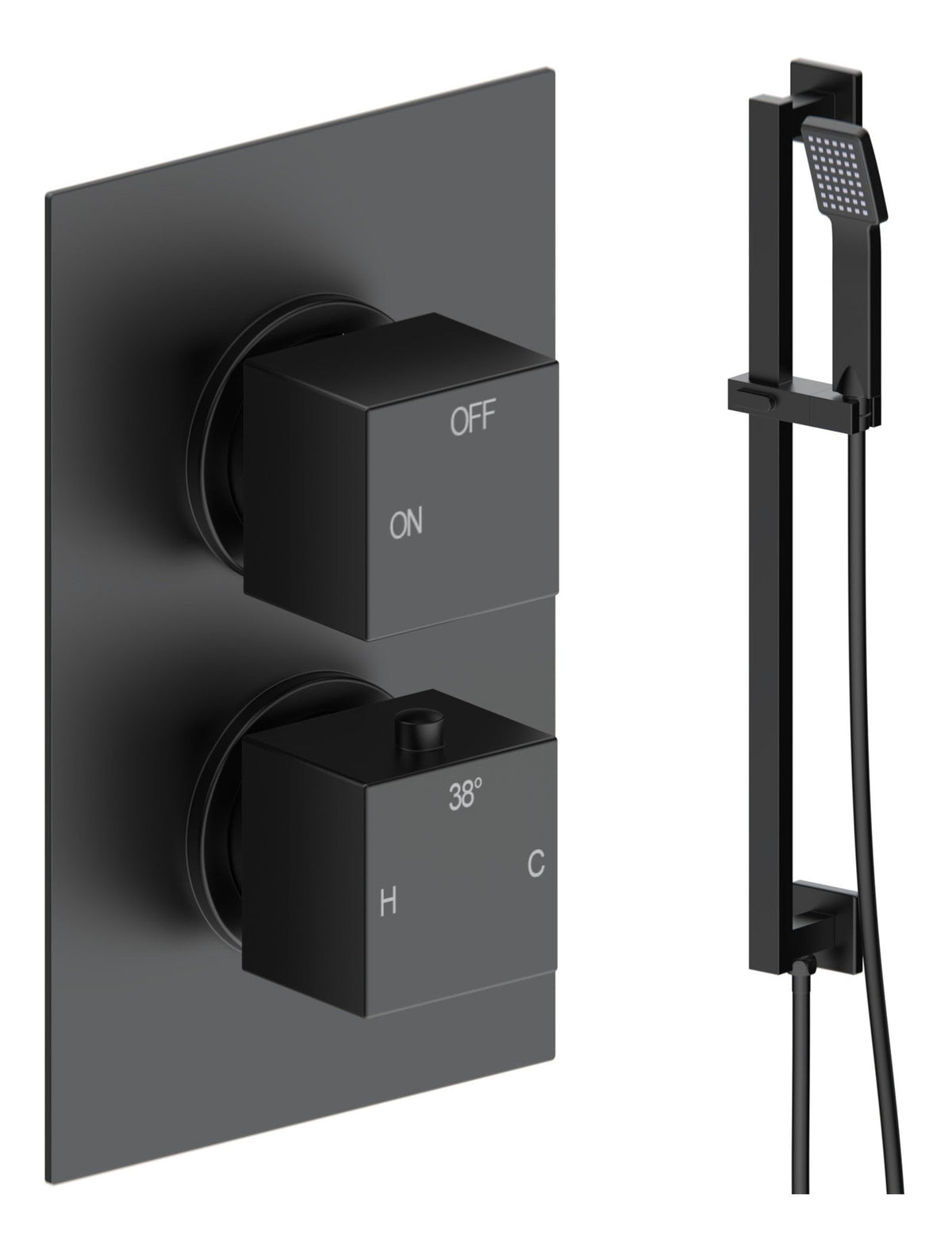Colne Square Shower Valve & Kit Pack 2 - Matt Black