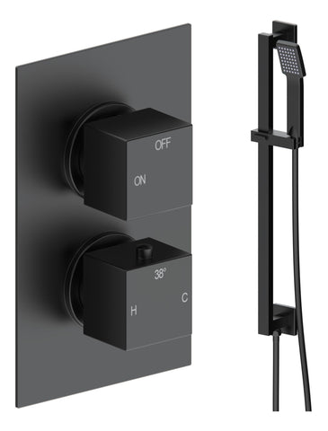 Colne Square Shower Valve & Kit Pack 2 - Matt Black