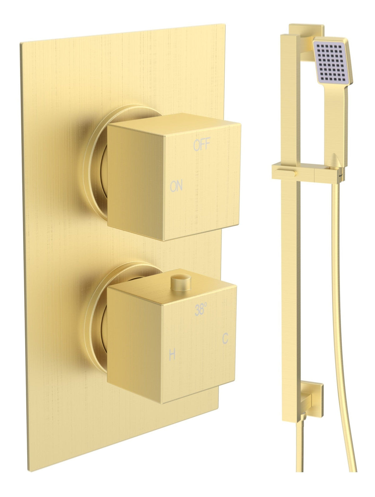 Colne Square Shower Valve & Kit Pack 2 - Brushed Brass