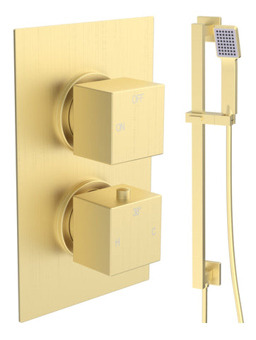 Colne Square Shower Valve & Kit Pack 2 - Brushed Brass