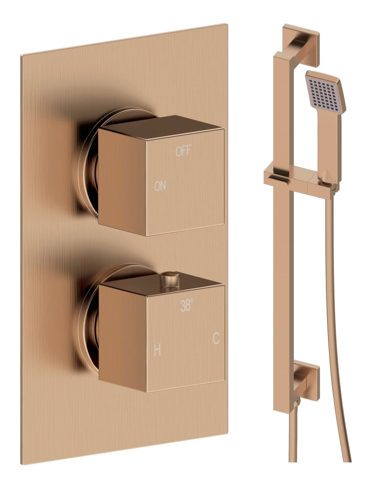 Colne Square Shower Valve & Kit Pack 2 - Brushed Bronze