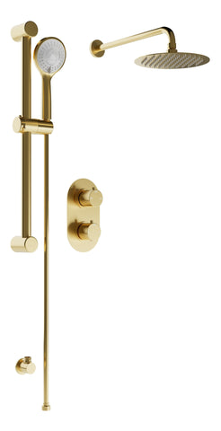 Shower Rail with Round 3 Mode Handset - Brushed Brass
