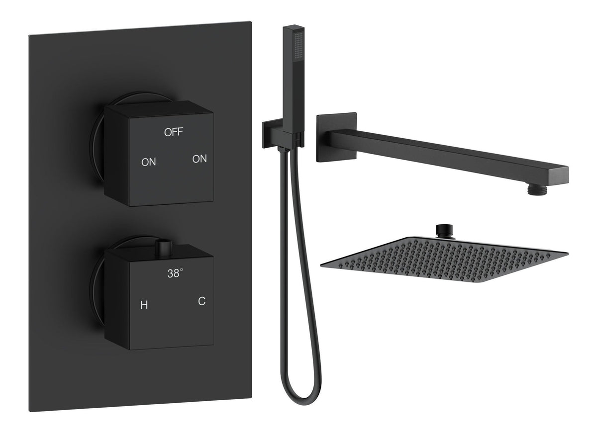 Colne Square Shower Valve & Kit Pack 4 - Matt Black
